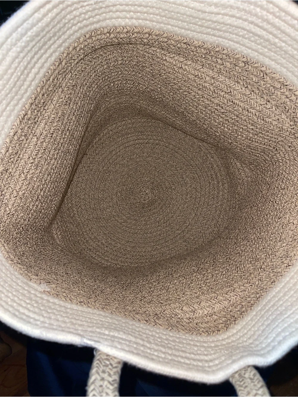 Two-Tone Cotton Rope Woven Storage Basket - Terracotta